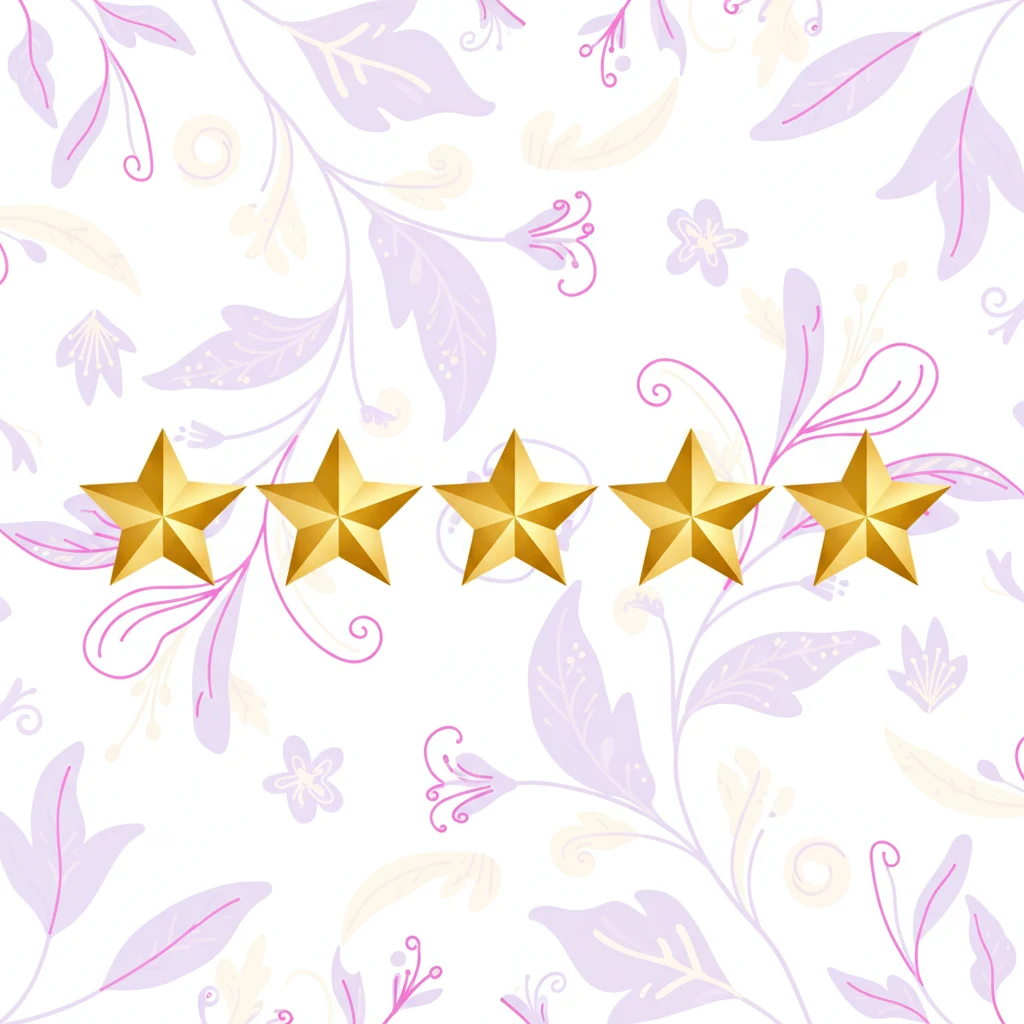 Five gold rating stars